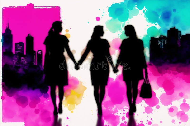 Pride Month An Illustration Of Two Women Holding Hands Lesbian Couple Spending Time Together