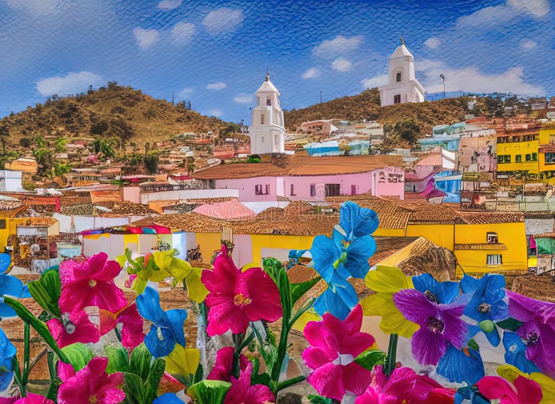 Easter Holiday Scene in Sucre,Chuquisaca,Bolivia. royalty free illustration