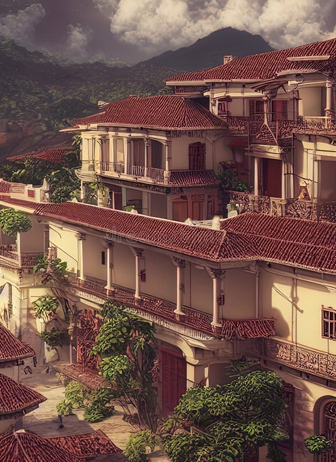 Fictional Mansion in Sucre, Chuquisaca, Bolivia. royalty free illustration