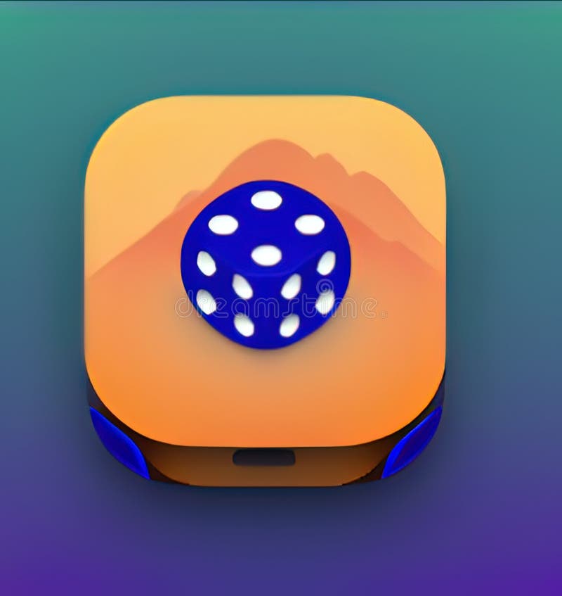 Dice Software App Style Icon. Generative AI. Stock Illustration