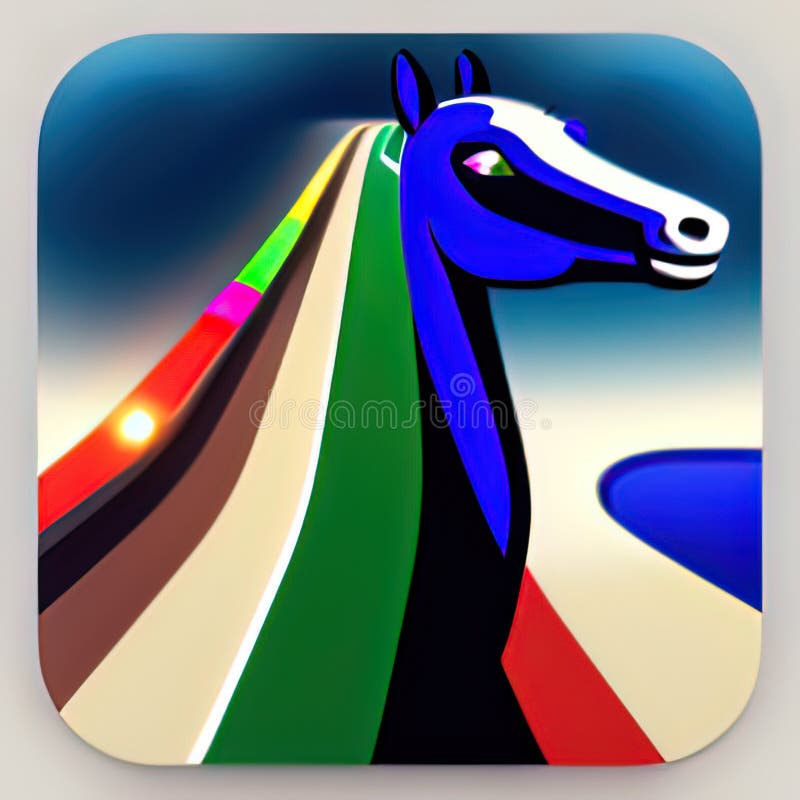 Horse Racing Software App Icon. Generative AI. Stock Illustration
