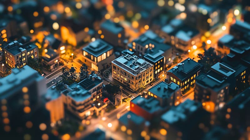 Generative AI atemberaubende Sicht auf eine pulsierende Stadtwelt bei Nacht mit leuchtendem Licht Business Konzept. lizenzfreie abbildung