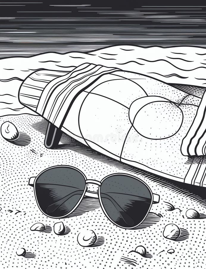 Generative AI Beach from Above- Stock Illustration - Illustration of