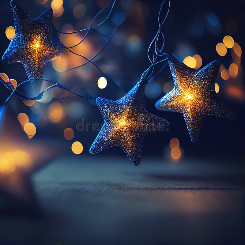 Blue and Gold Star Lights Festivity Stock Illustration Illustration