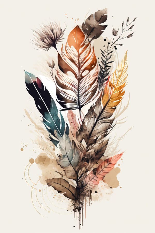 Generative AI. Boho art design on blank white background, simple minimalistic design style royalty free illustration