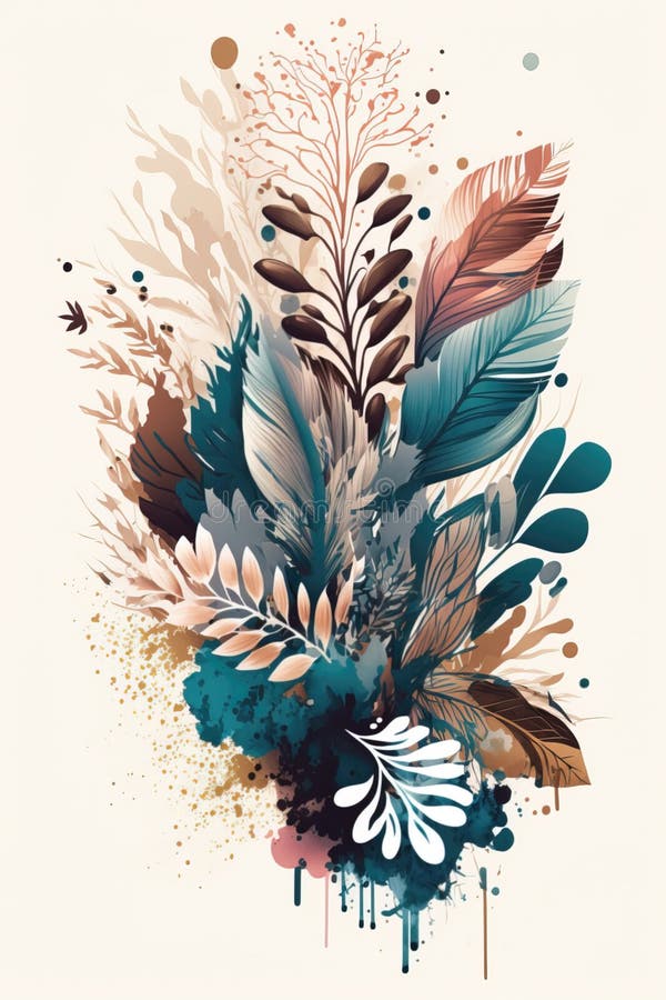 Generative AI. Boho art design on blank white background, simple minimalistic design style royalty free illustration