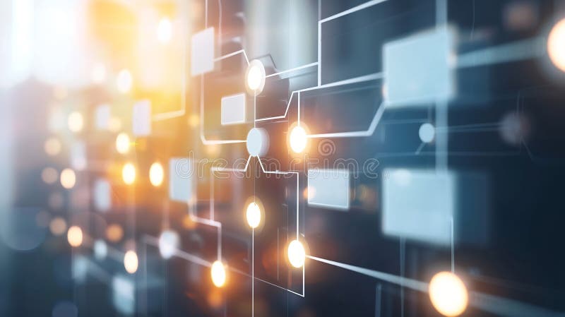 Generative AI Business process and workflow automation with flowchart Organization chart with hierarchy structure. Generative AI : Business process and workflow automation with flowchart Organization chart with hierarchy structure of teams and employees in company Business and technology concep