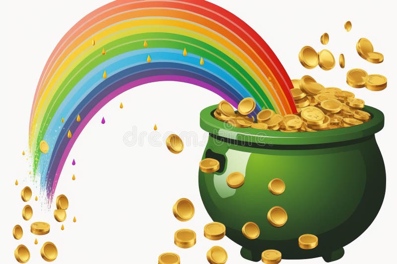 Generative AI Cartoon of the Pot of Gold Coins at the End of the