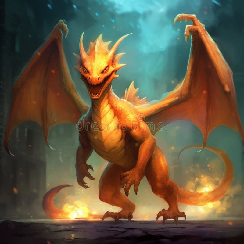 Generative Ai. Charizard Pokemon Illustration Stock Illustration ...