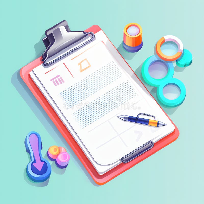 Generative AI Check list on clip- stock illustration