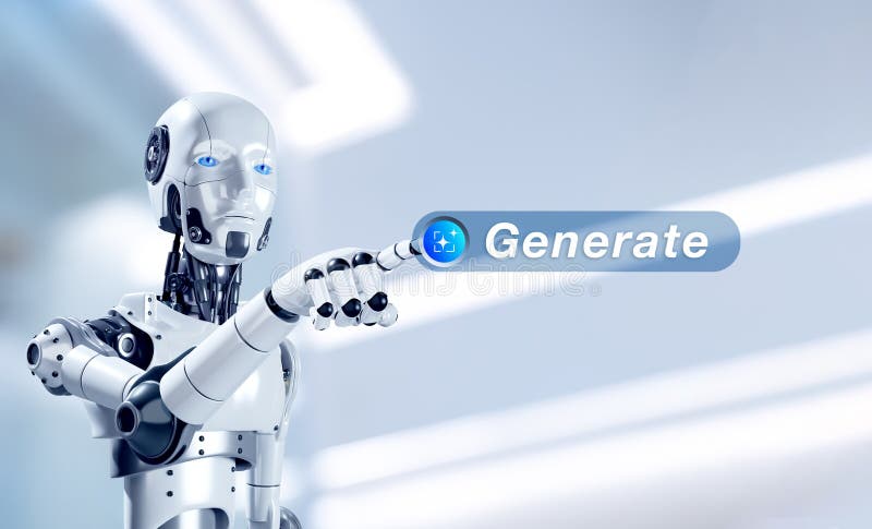 Generative AI concept. Artificial intelligence technology for digital content and automated data transformation. stock images