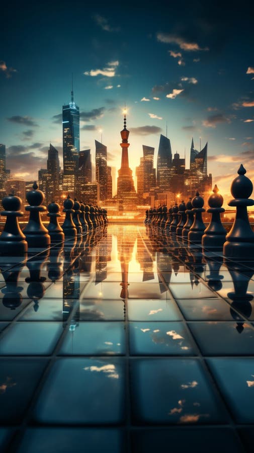 Skyscrapers surround chess pieces, born from Generative AIs brilliance  Vertical Mobile Wallpaper AI Generated 29296411 Stock Photo at Vecteezy