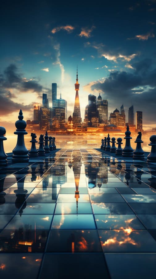 Skyscrapers surround chess pieces, born from Generative AIs brilliance  Vertical Mobile Wallpaper AI Generated 29296411 Stock Photo at Vecteezy