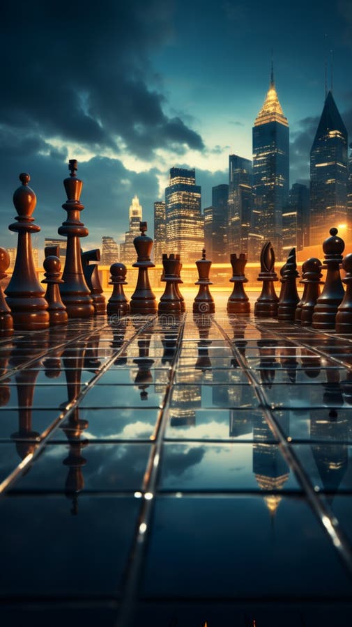 Skyscrapers surround chess pieces, born from Generative AIs brilliance  Vertical Mobile Wallpaper AI Generated 29296411 Stock Photo at Vecteezy