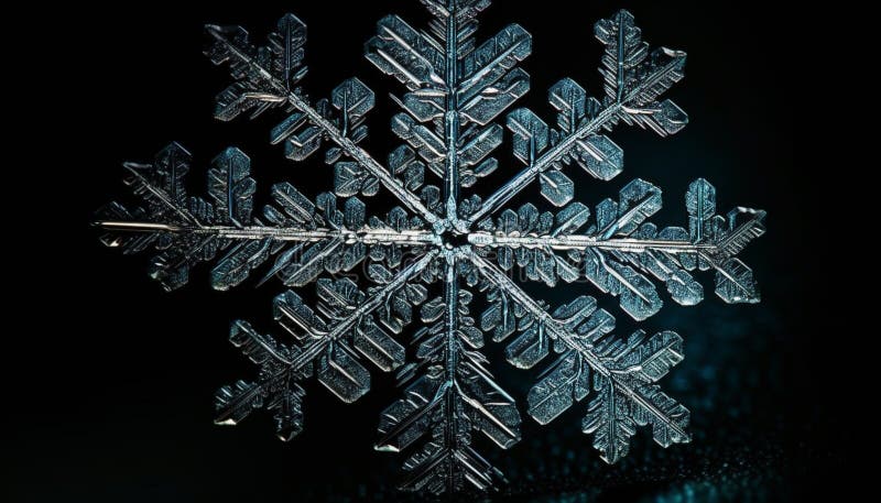 Generative AI creates ornate snowflake pattern for winter decoration generated by AI stock illustration