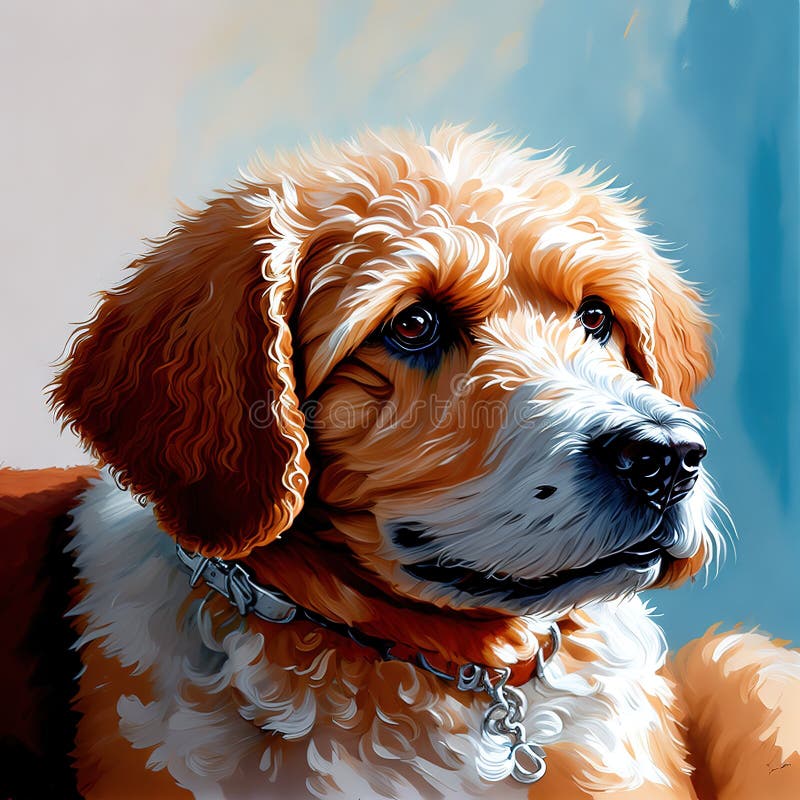 Generative AI, Cute teddy dog in line drawing style vector illustration