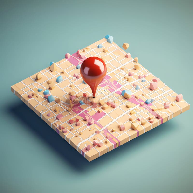 Generative AI 3d Realistic Location map- royalty free illustration