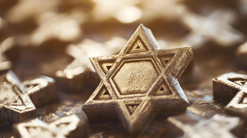 Generative AI Detailed Gold Star of David Pattern with Intricate Metalwork on Display business concept. royalty free illustration