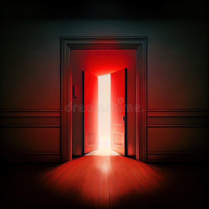 Generative AI: Door To Another Dimension with Red Glow Stock ...