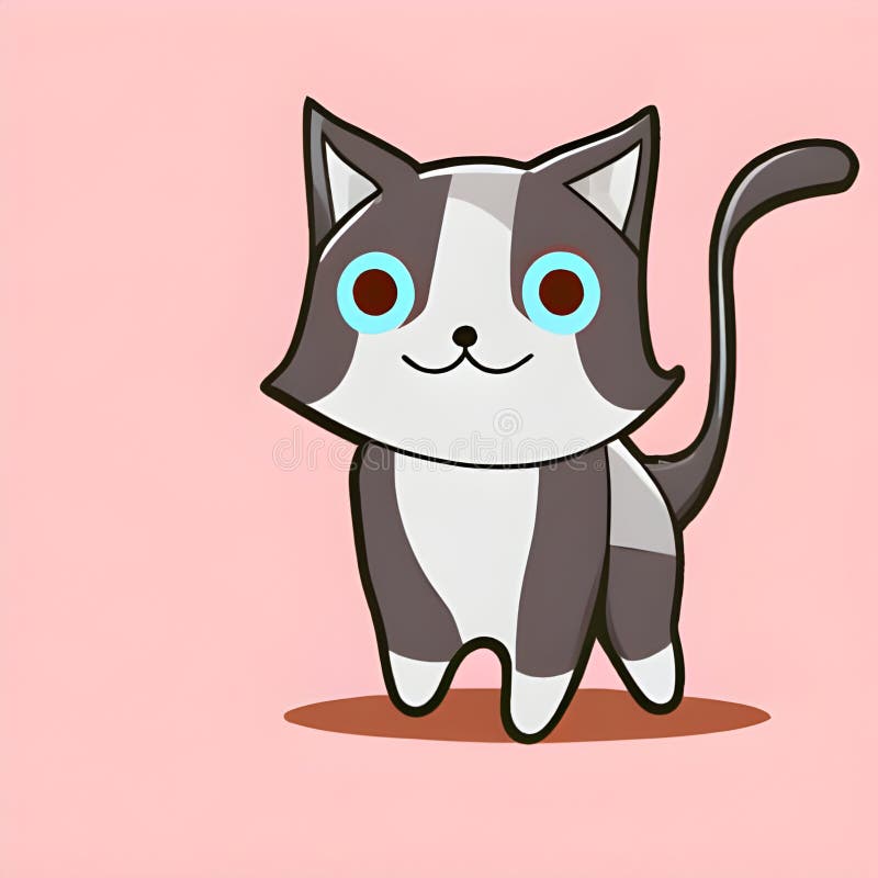 Draw a Cartoon Cat Generative AI Stock Illustration Illustration of