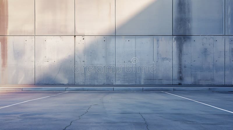 Generative AI : Empty Parking Lot, Professional use auto advertising backplate business concept. Sparse use stock images, royalty-free photos and pictures