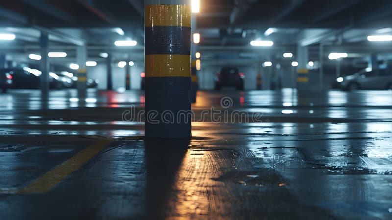 Generative AI : Empty Parking Lot Professional use auto advertising backplate business concept. Sparse use stock images, royalty-free photos and pictures