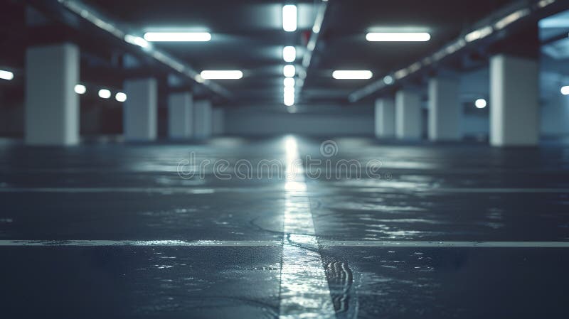 Generative AI : Empty Parking Lot Professional use auto advertising backplate business concept. Sparse use stock images, royalty-free photos and pictures