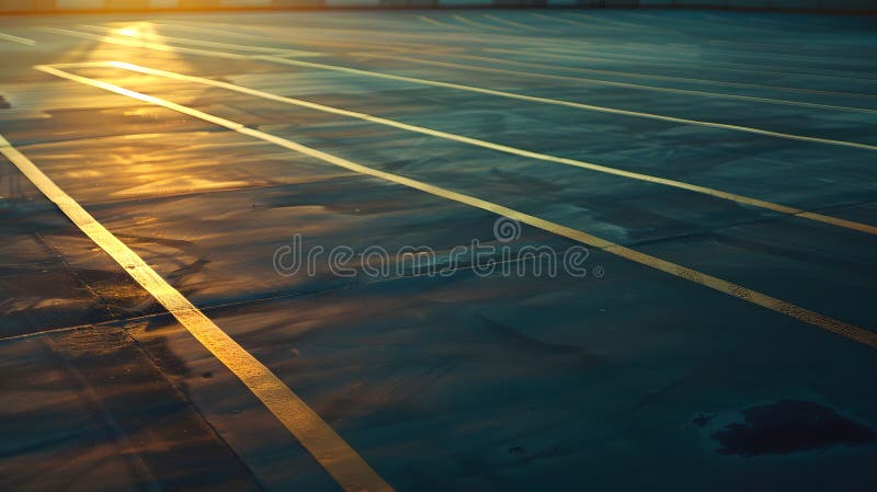 Generative AI : Empty Parking Lot Professional use auto advertising backplate business concept. Sparse use stock images, royalty-free photos and pictures