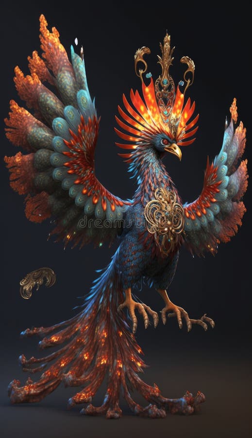 Generative AI of a Fantasy Phoenix with a Golden Crown Stock Illustration -  Illustration of design, vector: 271088337