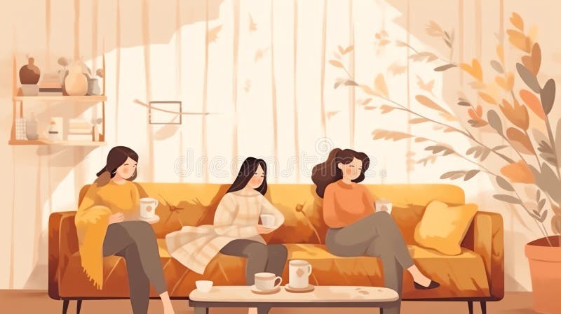 Generative AI Friends Company Sitting On Stock Illustration generative-ai-friends-company-sitting-on-stock-illustration