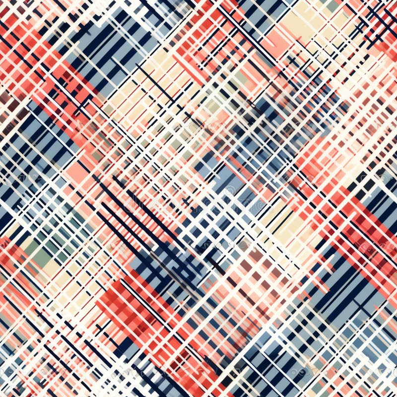 Generative AI Gingham check plaid pattern- stock illustration