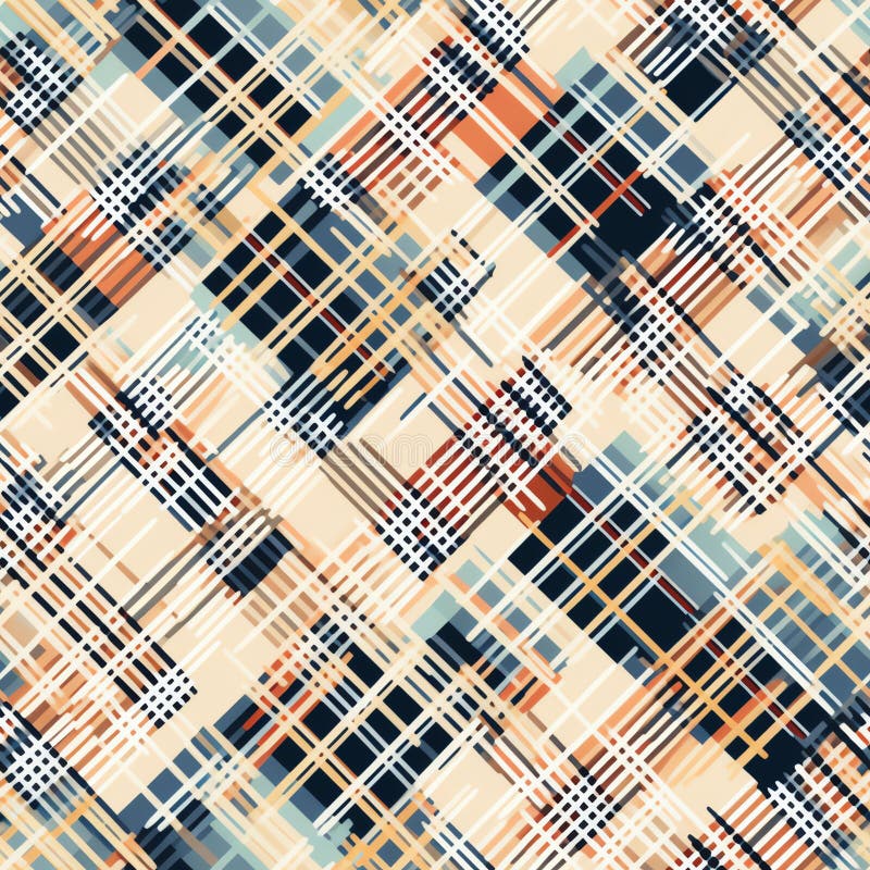 Generative AI Gingham check plaid pattern- stock illustration
