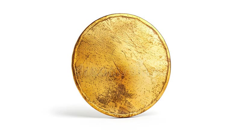 Moneda de machetă de aur generativă, cu suprafață uzată, izolată pe alb, pregătită pentru tăierea cărților c vector illustration
