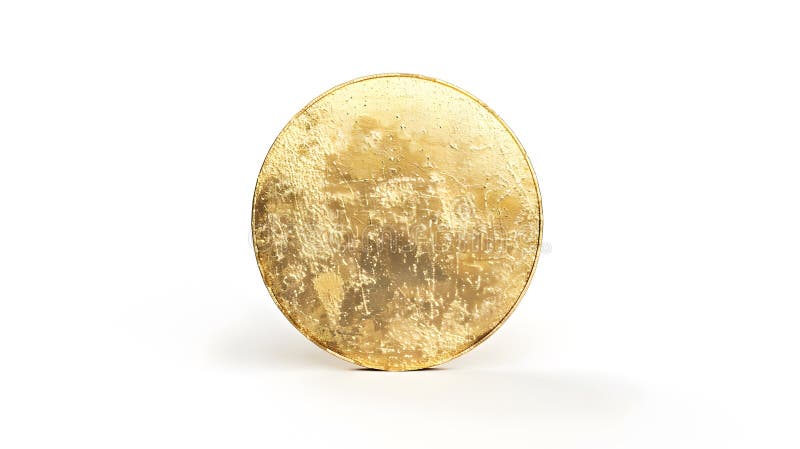Moneda de machetă de aur generativă, cu suprafață uzată, izolată pe alb, pregătită pentru tăierea cărților c stock illustration