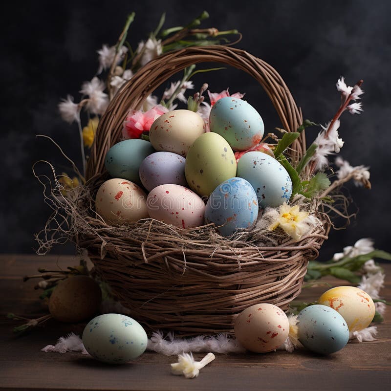 Happy Easter! Banner with Easter Eggs in Pastel Colors. Banner