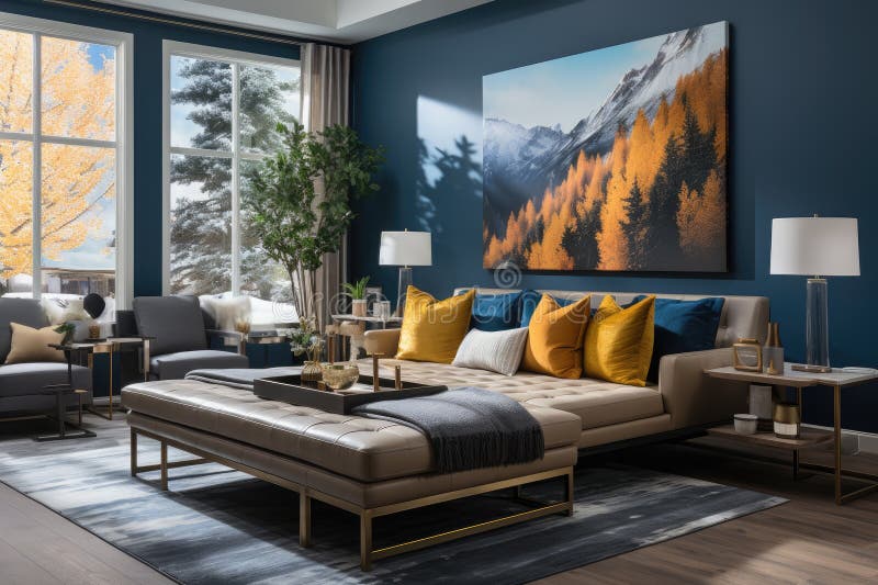 Generative ai illustration of modern and spacious bedroom royalty free illustration