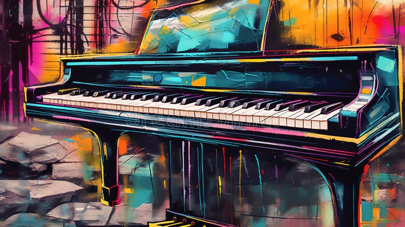 Graffiti Piano Stock Illustrations – 318 Graffiti Piano Stock