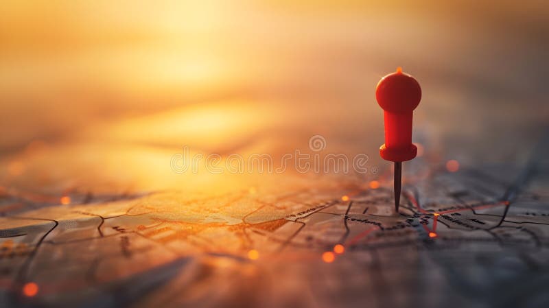 Generative AI Location marking with a pin on a map with routes. Find your way. Adventure, discovery, navigation, c royalty free illustration