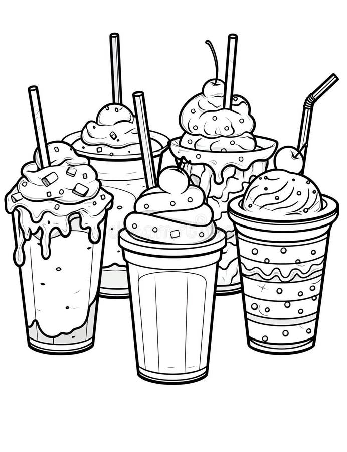 Milk shake and ice cream black and white • wall stickers black-and-white,  natural, glacé