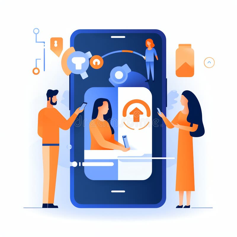Generative AI Online check-in landing- royalty free illustration