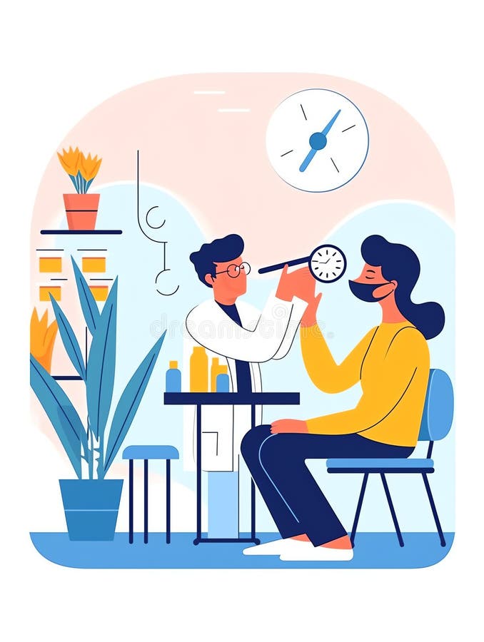 Generative AI Ophthalmologist Doctor Check Eye- vector illustration
