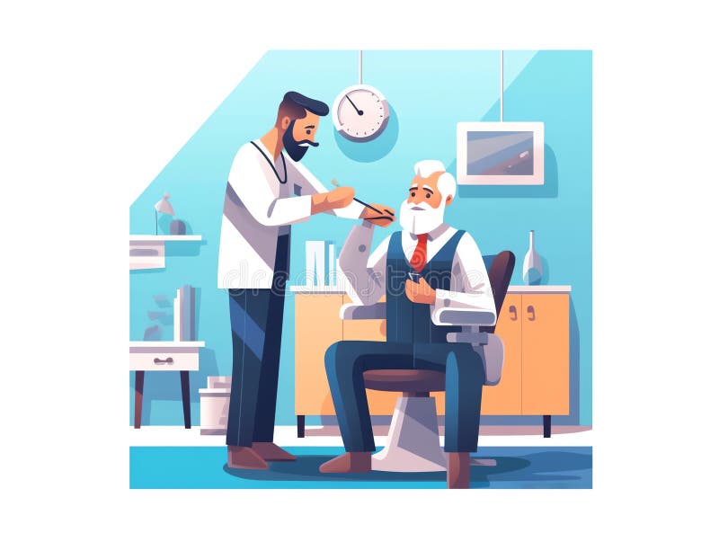 Generative AI Ophthalmologist Doctor Check Eyesight- vector illustration