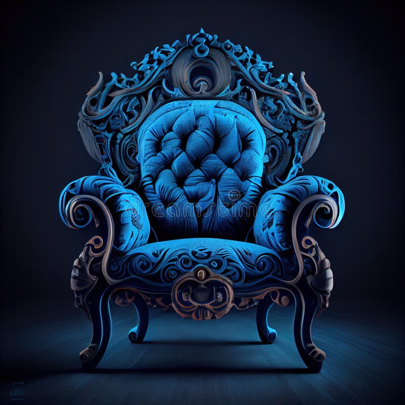 Generative AI Original and Comfortable Blue Armchair Stock