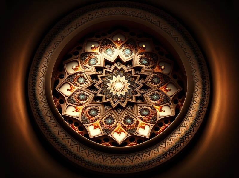 Generative AI of Ornate Islamic Pattern: Celebrating Religious and Cultural Heritage royalty free illustration