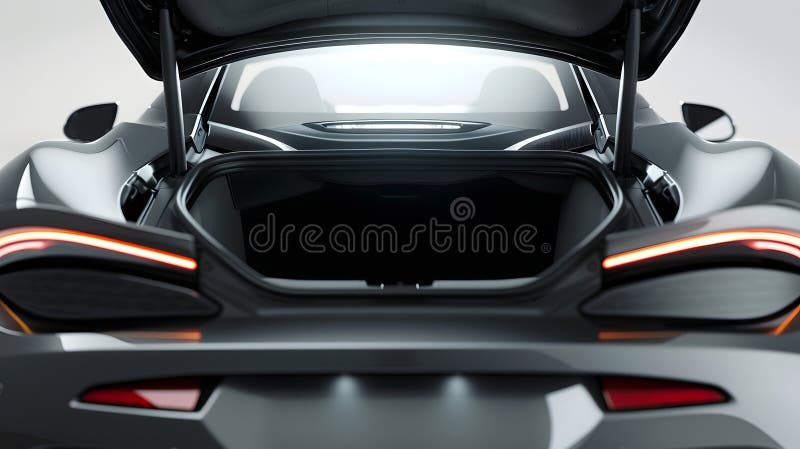 Generative AI rear view of the car open trunk The exterior of a modern modern car empty trunk business concept. royalty free illustration