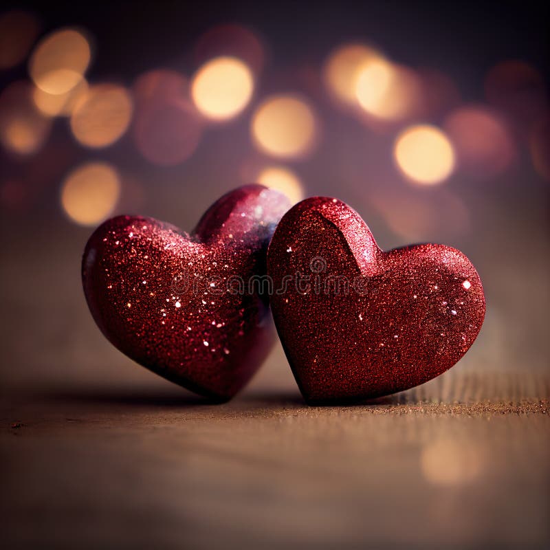 Red Glitter Heart in a Blur Background Stock Illustration