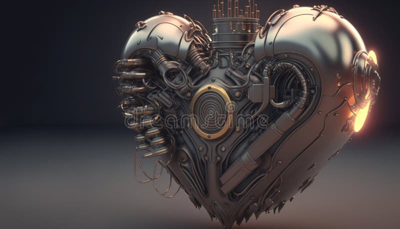 Generative ai Roboter Herz in cyberpunk Stil futuristische Illustration. Liebesromantik. Valentinstag vektor abbildung