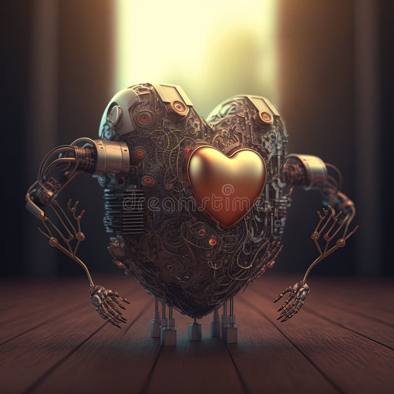Generative ai Roboter Herz in cyberpunk Stil futuristische Illustration. Liebesromantik. Valentinstag. Sci vektor abbildung