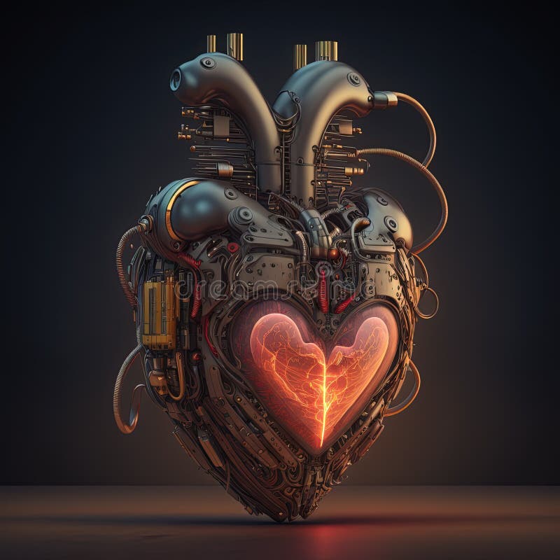 Generative ai Roboter Herz in cyberpunk Stil futuristische Illustration. Liebesromantik. Valentinstag. Sci vektor abbildung