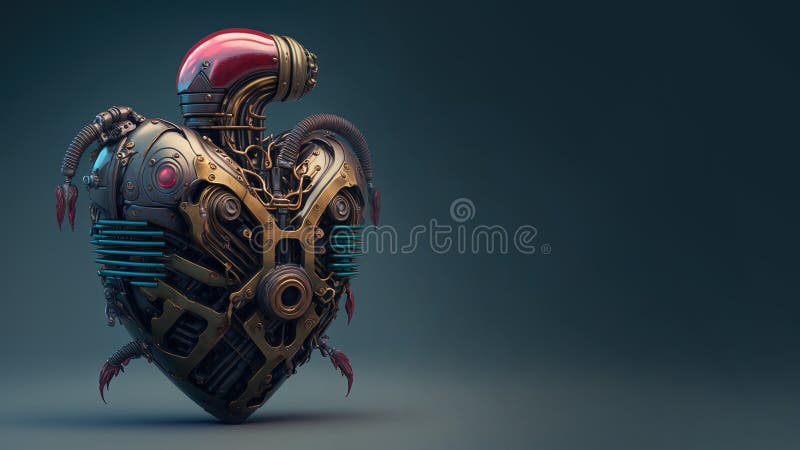 Generative ai Roboter Herz in cyberpunk Stil futuristische Illustration. Liebesromantik. Valentinstag. Sci vektor abbildung